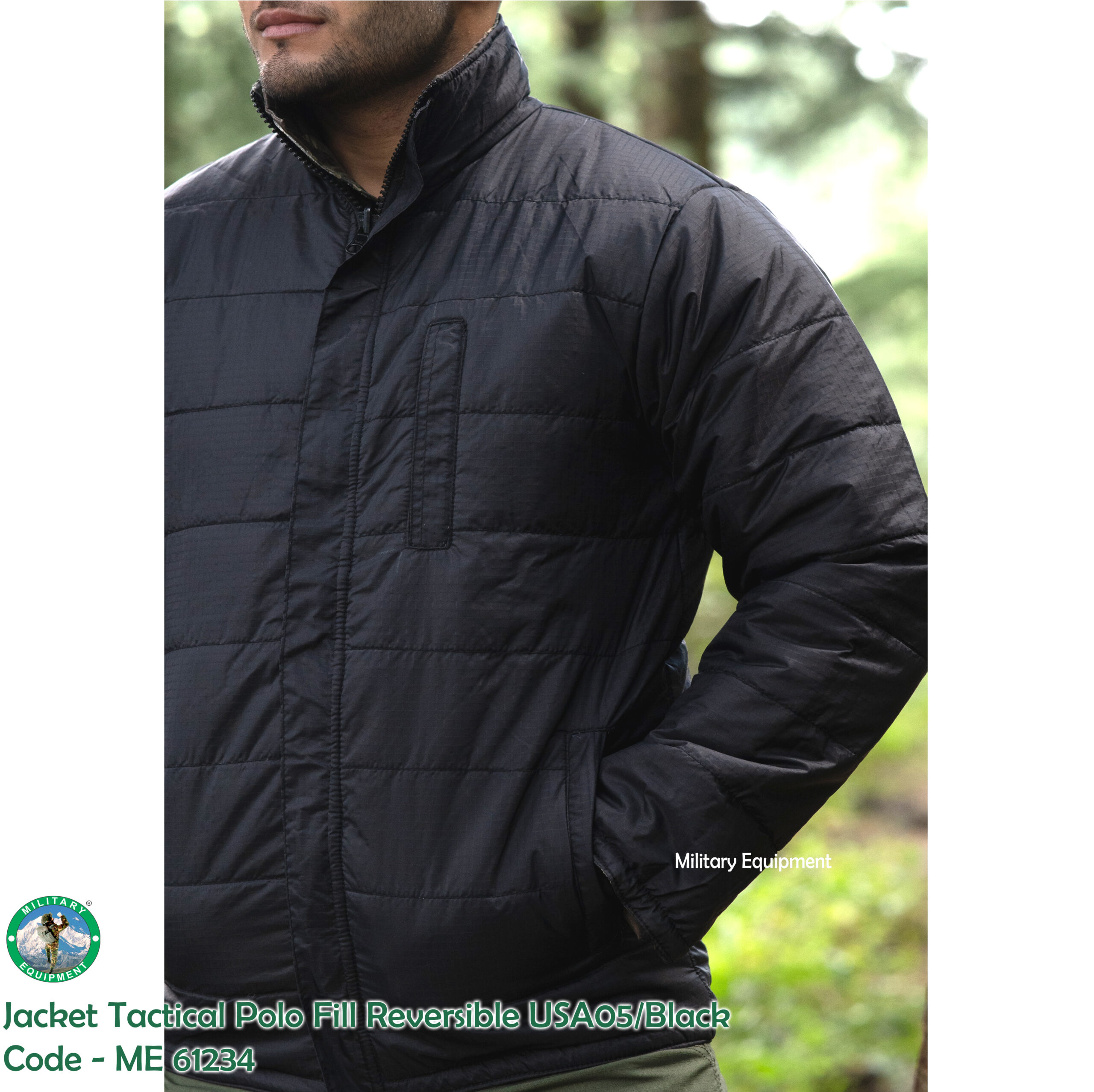 Jacket Tactical Polo Fill Reversible USA05 BLACK - FRONT CLOSEUP 3 EDITED