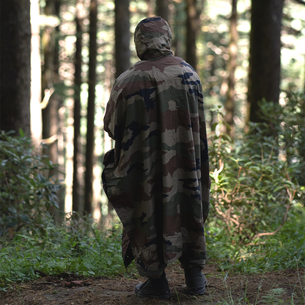 Multi Purpose 100% Nylon Rain Poncho Convertibility as Bivouac - Double Layered (Combat) Back copy