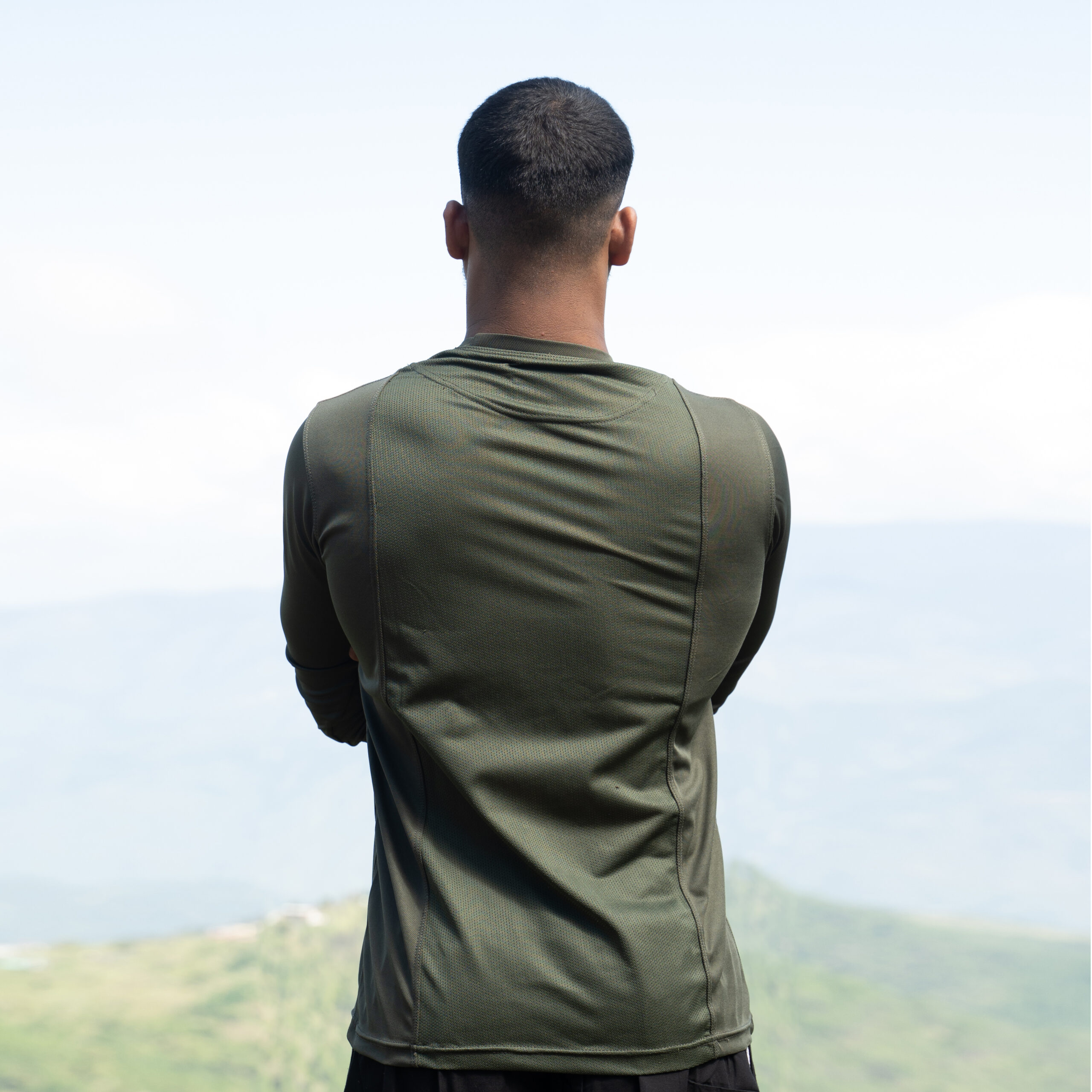 T-Shirt Round Neck Full Sleeves - Micro - Military Green (20421) Back copy