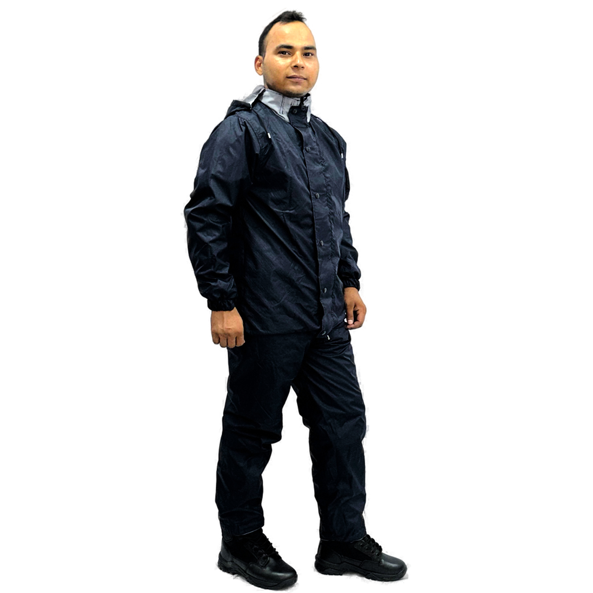 Rain Suit Reversible Grey Black Reverse Side