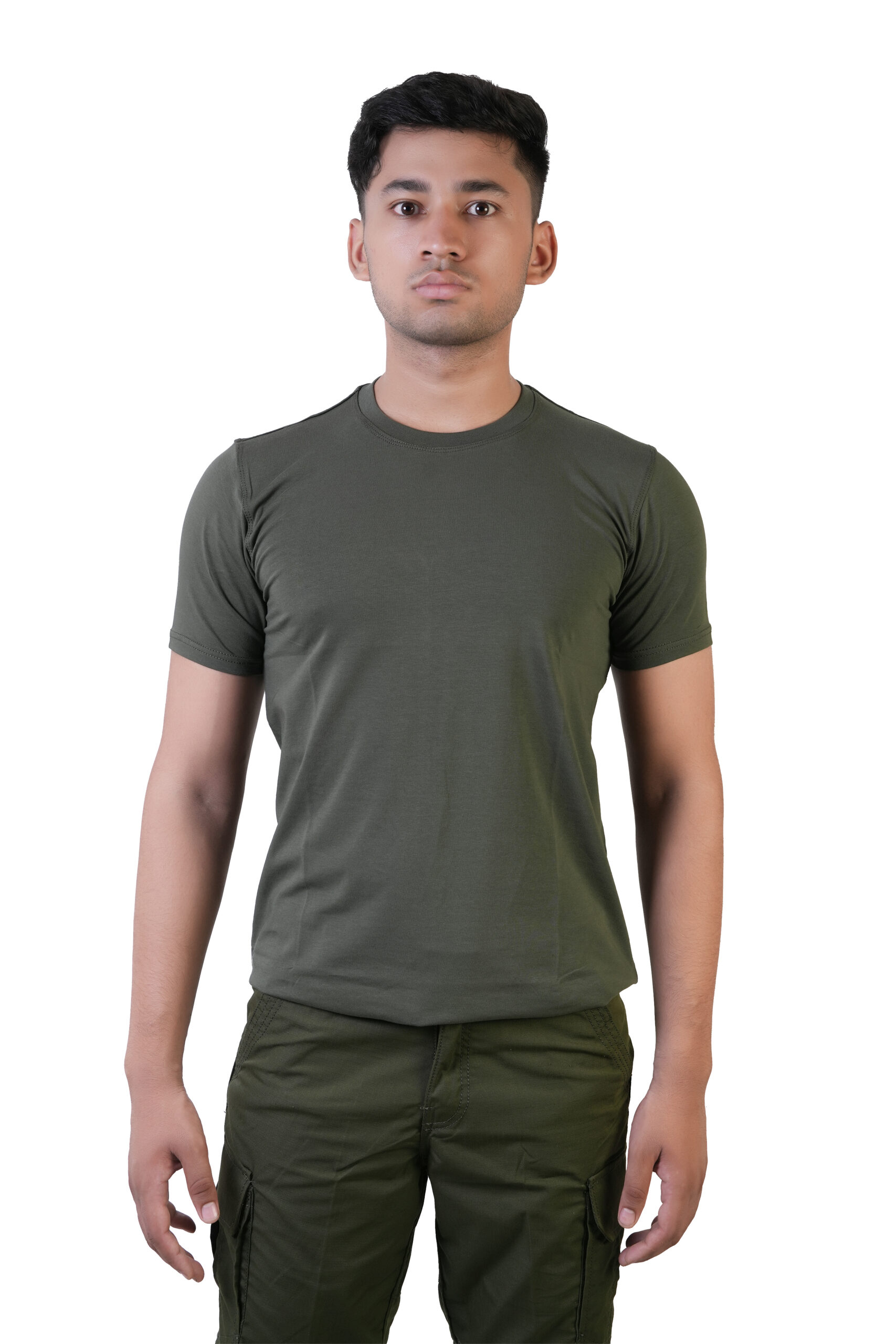 Army T-Shirt Round Neck Half Sleeves – Military Equipment (Military Green) - Image 2
