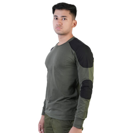 Combination With Patch Army T-Shirt Round Neck Full Sleeves