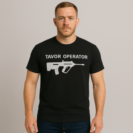 T-Shirt Round Neck Half Sleeves – Tavor Operator Embroidery (Military Green/Black)