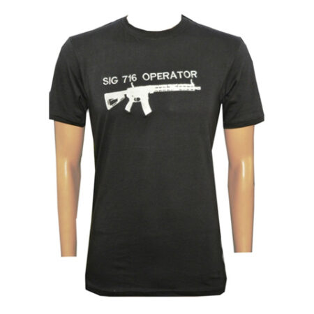 T-Shirt Round Neck Half Sleeves – SIG 716 Operator Embroidery (Military Green/Black)