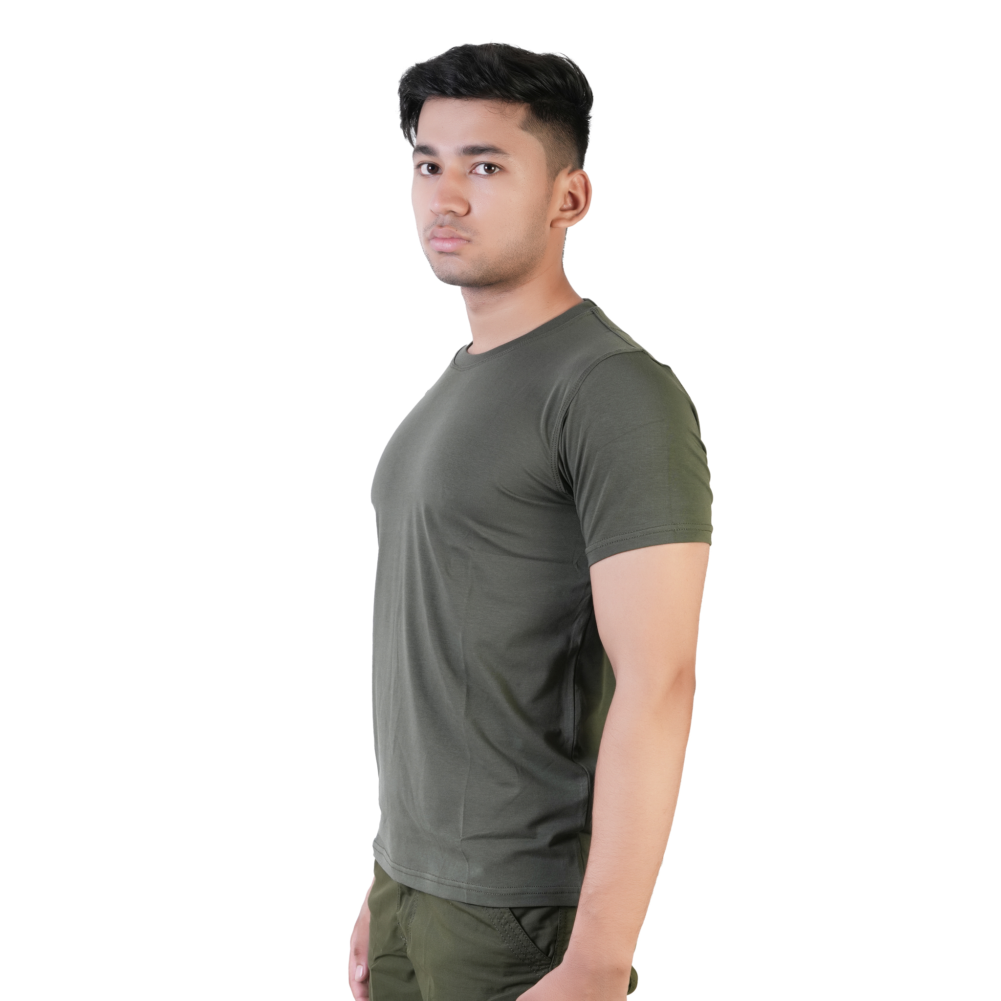 Army T-Shirt Round Neck Half Sleeves – Military Equipment (Military Green)