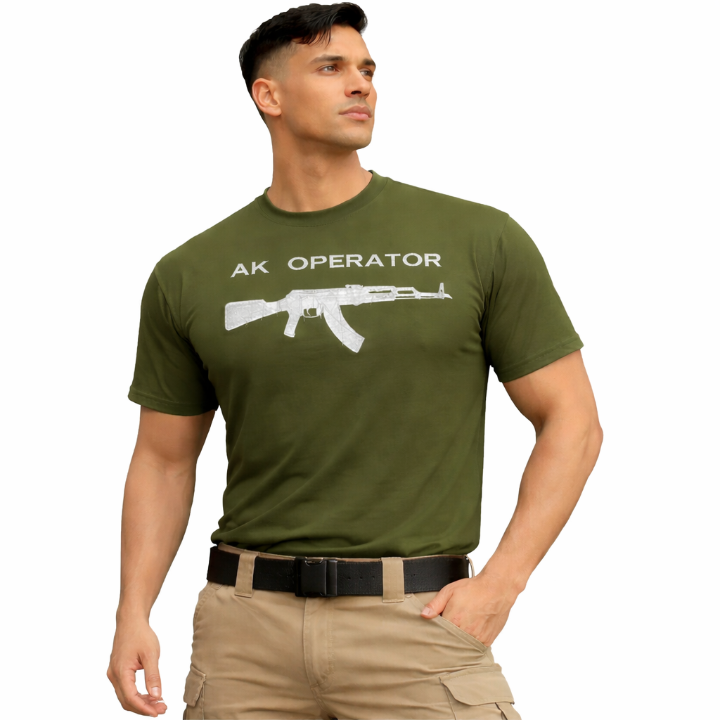 AK Operator Combat T-Shirt – Embroidered | Crew Neck Half Sleeve