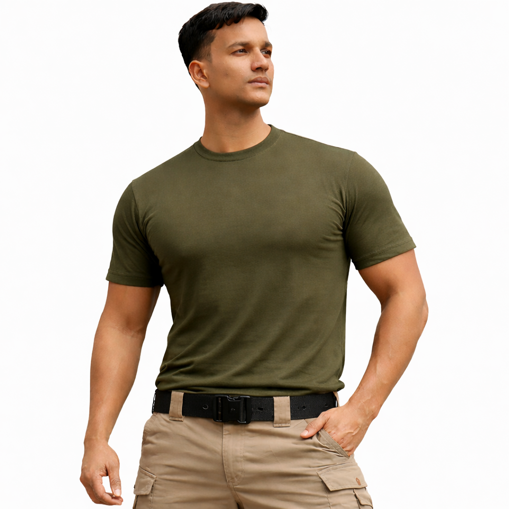 ME Core Military Green Combat T-Shirt – Round Neck Half Sleeve