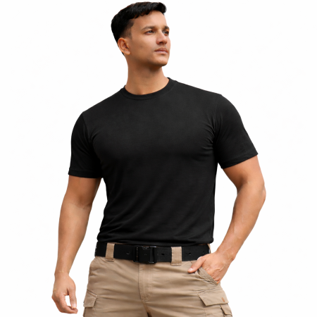 ME Core Black Combat T-Shirt – Round Neck Half Sleeve
